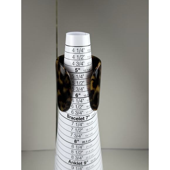 Tory Burch Logo Cuff Bracelet 2.5" Wide Faux Tortoise - Picture 4 of 6